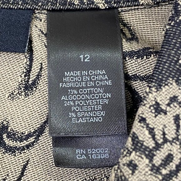 Axcess Liz Claiborne Blazer Jacket Womens 12 Stretch Woven Black Beige Floral - Picture 7 of 11